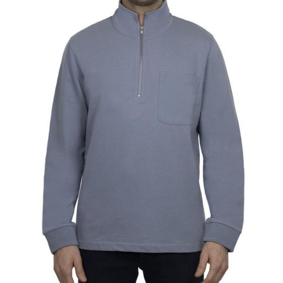 Slate and Stone NWT Sweatshirt Large Quarter Zip French Terry Light Blue - Picture 1 of 9